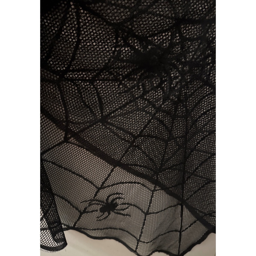 Spirit Halloween Black Spiderweb Lace Mantle Tablecloth 84x60 Gothic Decor - Picture 3 of 7